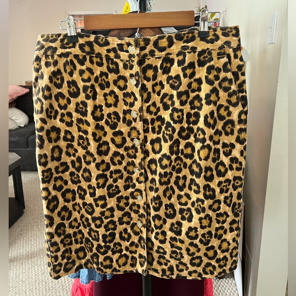 Ralph Lauren Tan and Black Animal Print Skirt Size 12